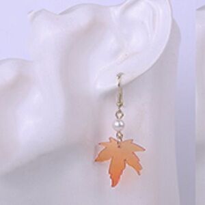 Autumn Fall Leaves Acrylic Faux Pearl Women's Earrings